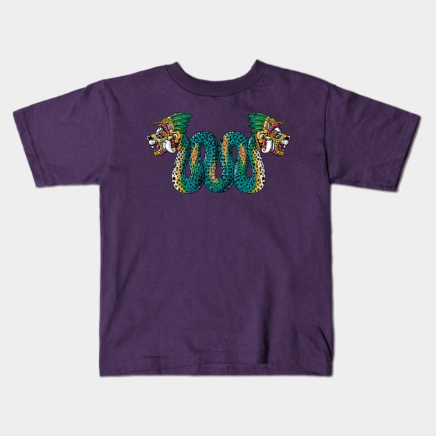 Jaguar Serpent Kids T-Shirt by qetza